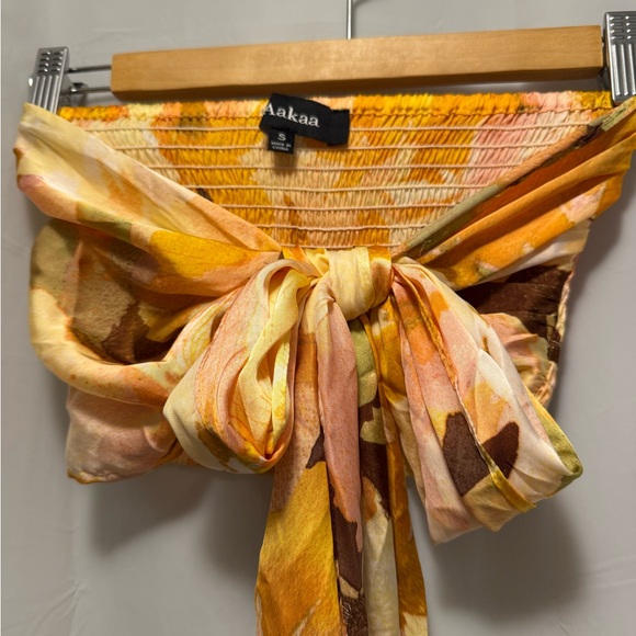 Aakaa Autumn Hues Bow top, adjustable tie front, with elastic back. Fits most. - Picture 1 of 3